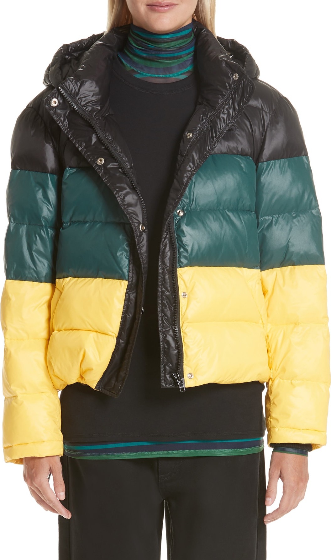 Proenza Schouler PSWL Colorblock Hooded Puffer Coat