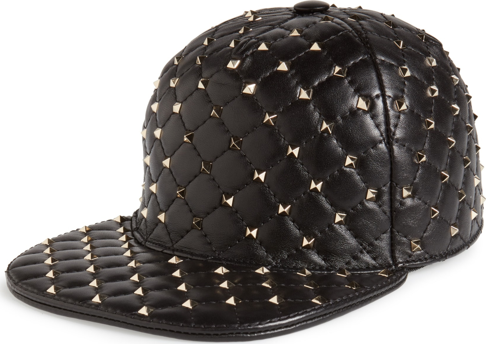 Valentino Rockstud Spike Leather Baseball Cap