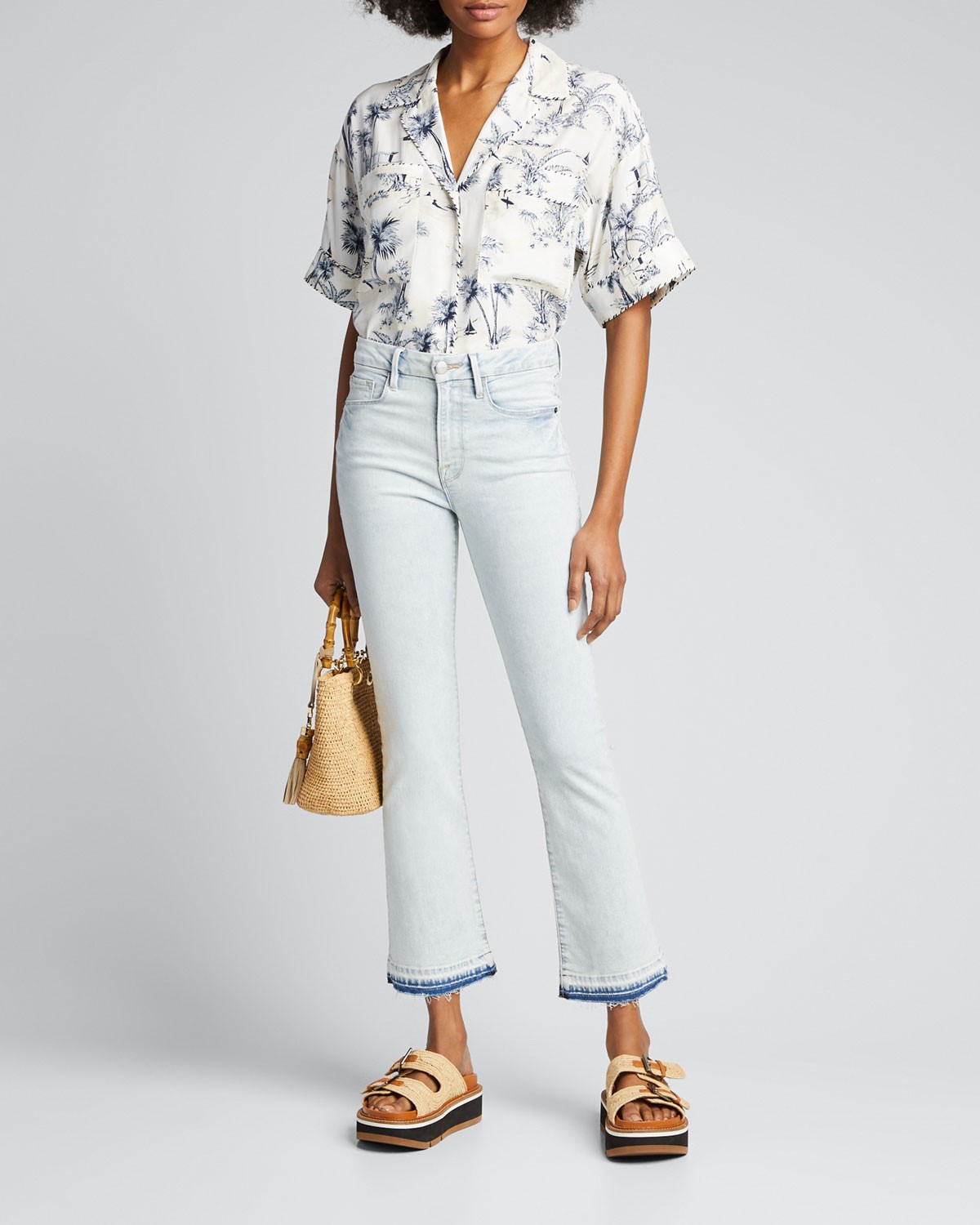 FRAME DENIM Le Crop Mini Boot Jeans w/ Released Hem