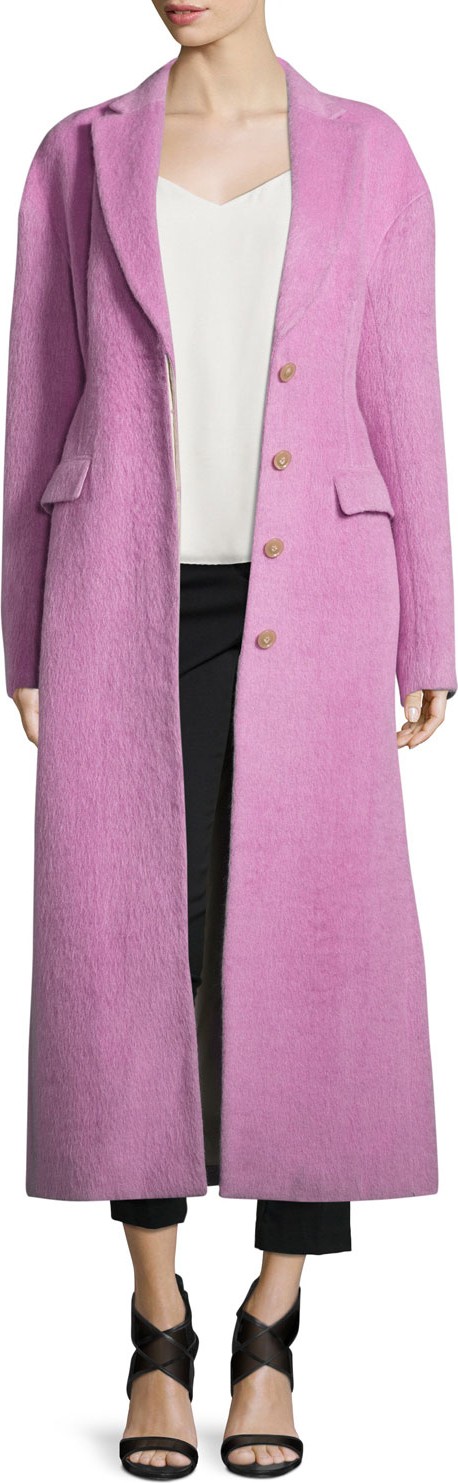 3.1 Phillip Lim Long Button-Front Tailored Wool/Mohair Coat