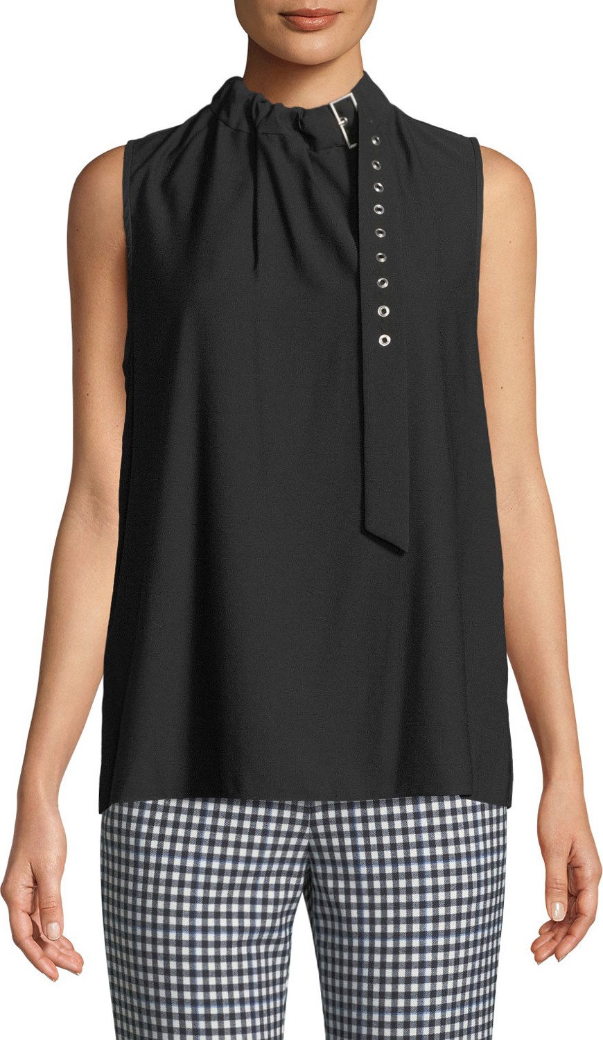 Tibi Sleeveless Twill Buckle Top