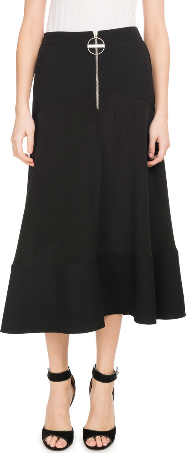Givenchy A-Line Crepe de Chine Mid-Calf Circle Skirt