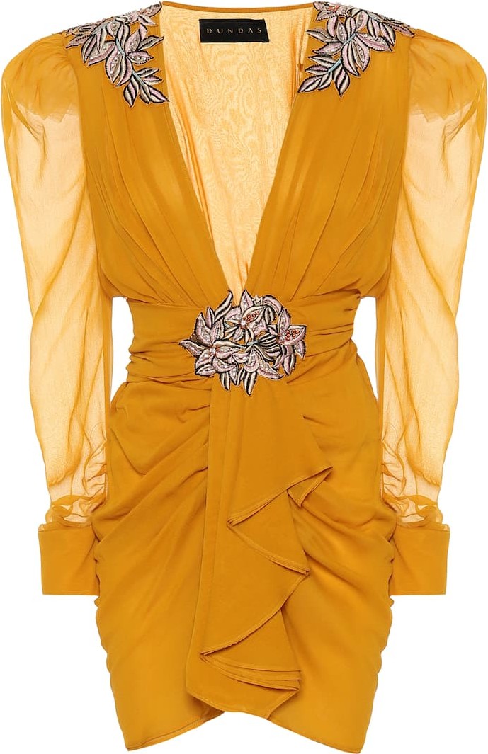 Dundas Embroidered chiffon minidress