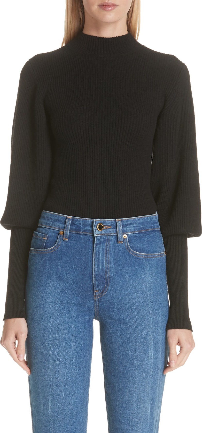 Khaite Puff Sleeve Merino Wool Sweater