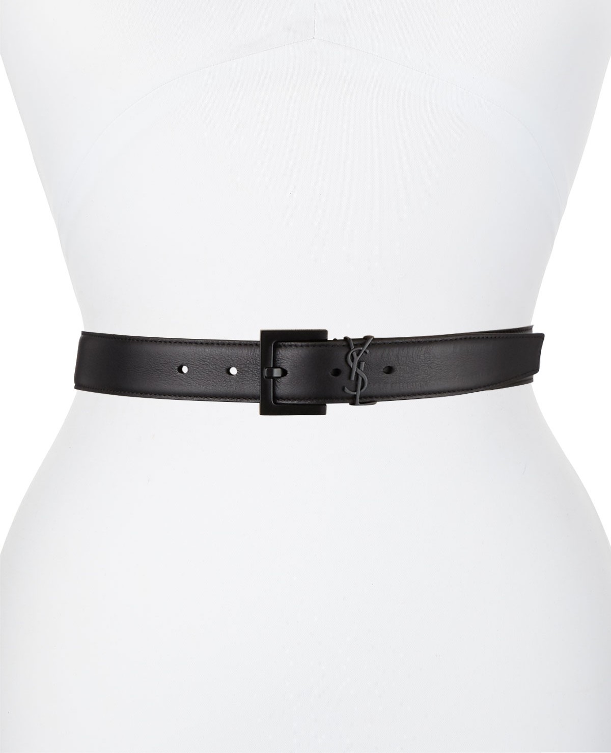 Saint Laurent Tonal YSL Monogram Leather Belt