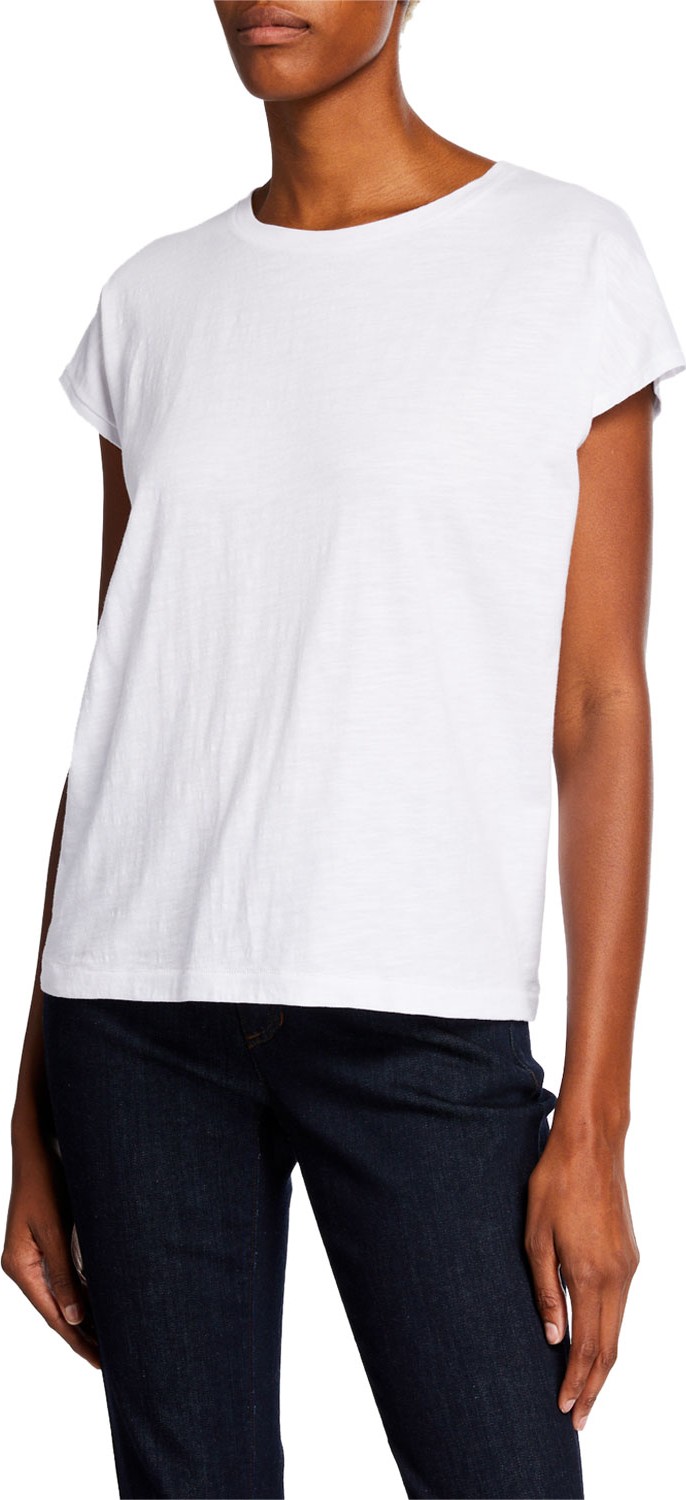 Eileen Fisher Organic Cotton Crewneck Short-Sleeve Boxy Tee