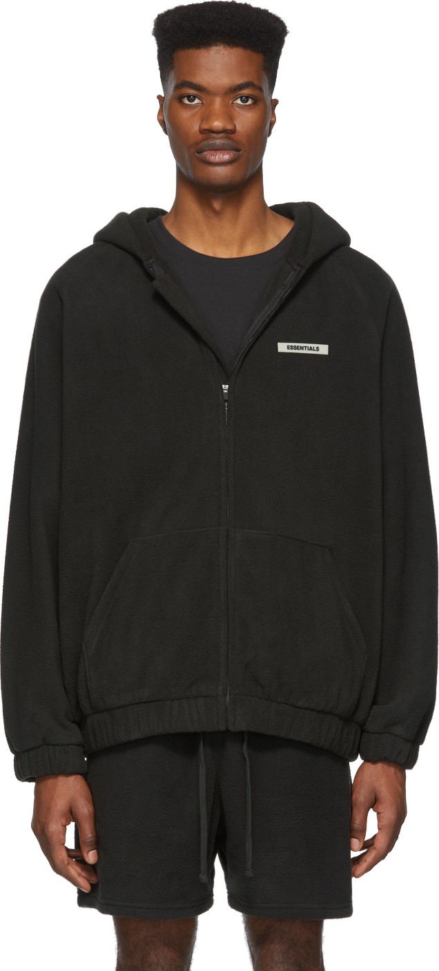 Essentials Black Polar Fleece Hoodie