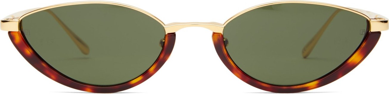 Linda Farrow Cat-eye gold-plated titanium sunglasses