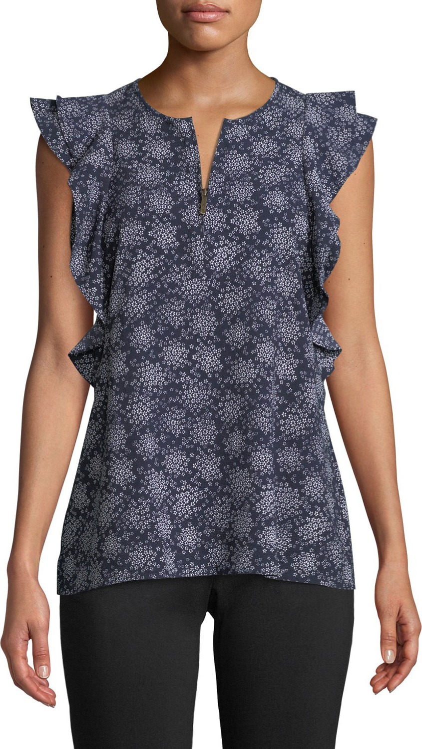 MICHAEL MICHAEL KORS Double-Flounce Printed Top