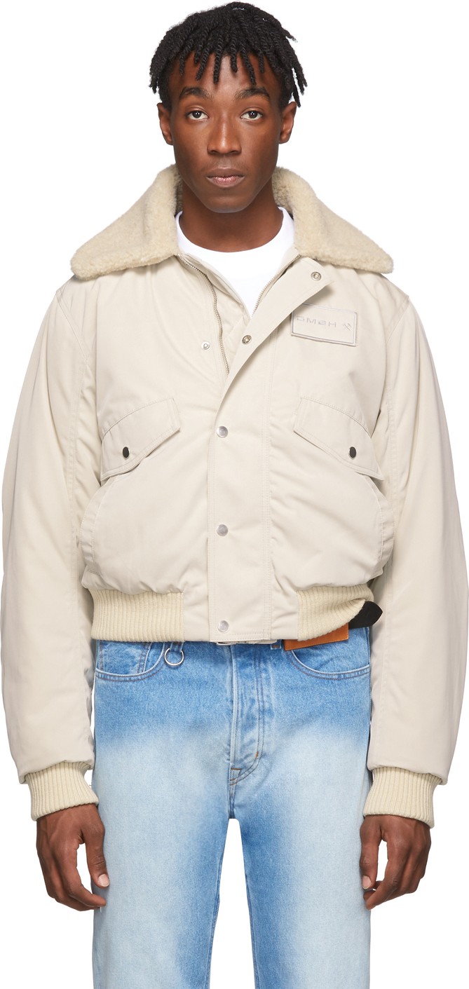 GmbH Beige Satin Prem Pilot Bomber Jacket