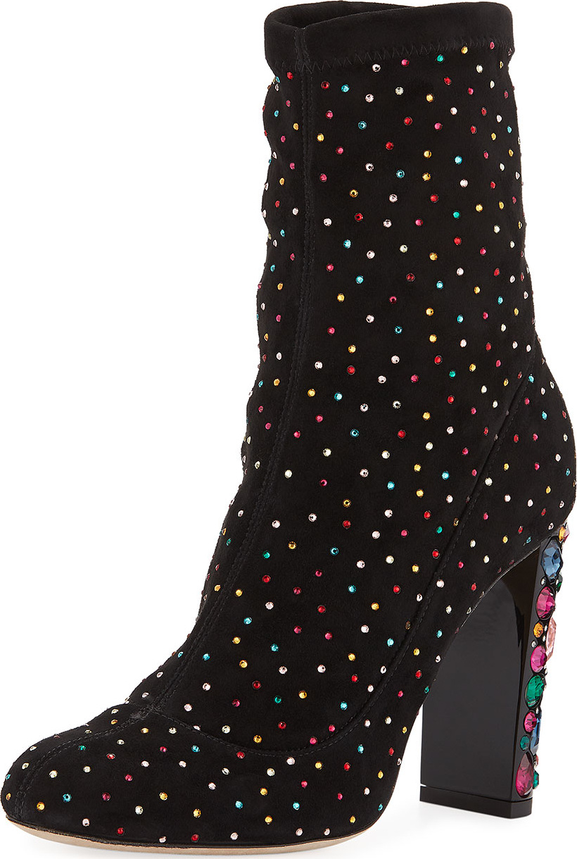 Jimmy Choo Maine Stretch Suede Crystal Embellished Bootie