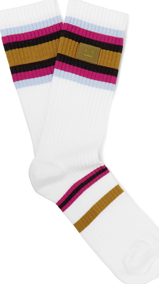 Acne Studios Striped Ribbed Stretch Cotton-Blend Socks