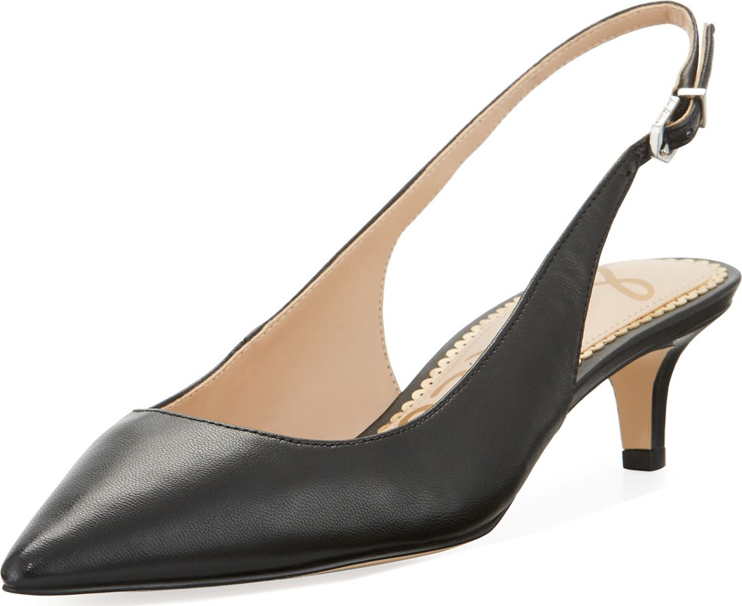 Sam Edelman Ludlow Leather Kitten-Heel Slingback Pumps