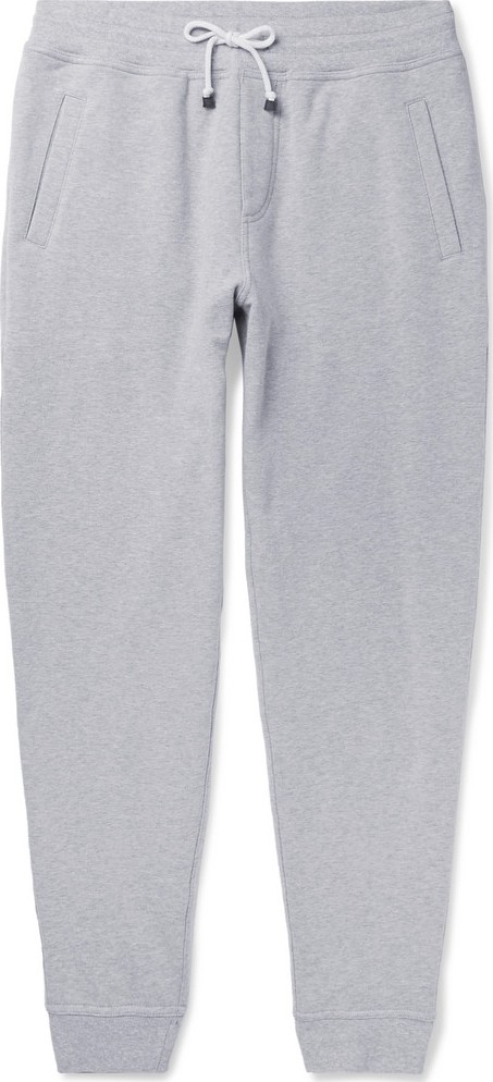 Brunello Cucinelli Mélange Fleece-Back Stretch-Cotton Jersey Sweatpants