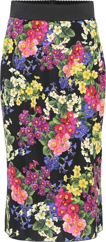 Dolce & Gabbana Floral stretch silk pencil skirt