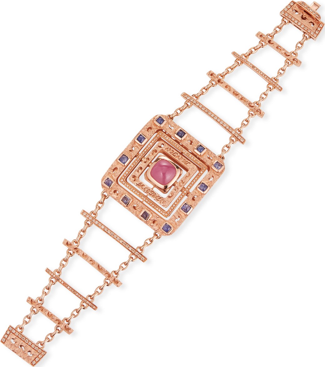 Marco Dal Maso 18k Rose Gold Square Sapphire Chain Bracelet