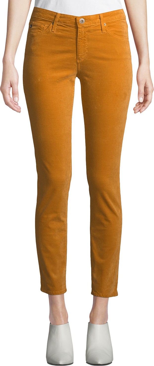 AG Jeans The Prima Mid-Rise Velvet Cigarette Pants