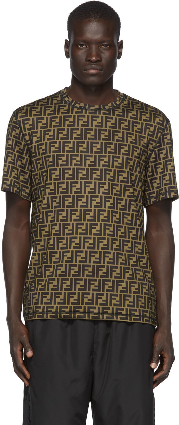 Fendi Black & Brown 'Forever Fendi' All-Over T-Shirt