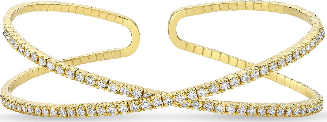 Memoire 18k Gold Flexible Crisscross Diamond Bangle