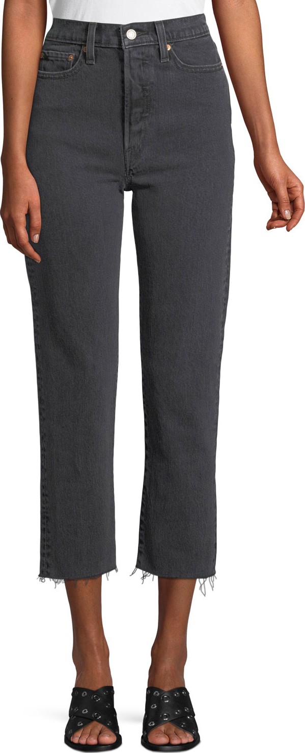 LEVI’S Wedgie That Girl High-Waist Straight-Leg Jeans w/ Raw Hem