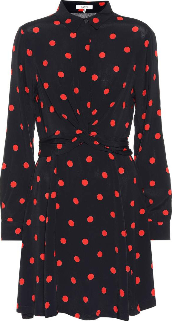 Ganni Barra polka-dot crêpe minidress