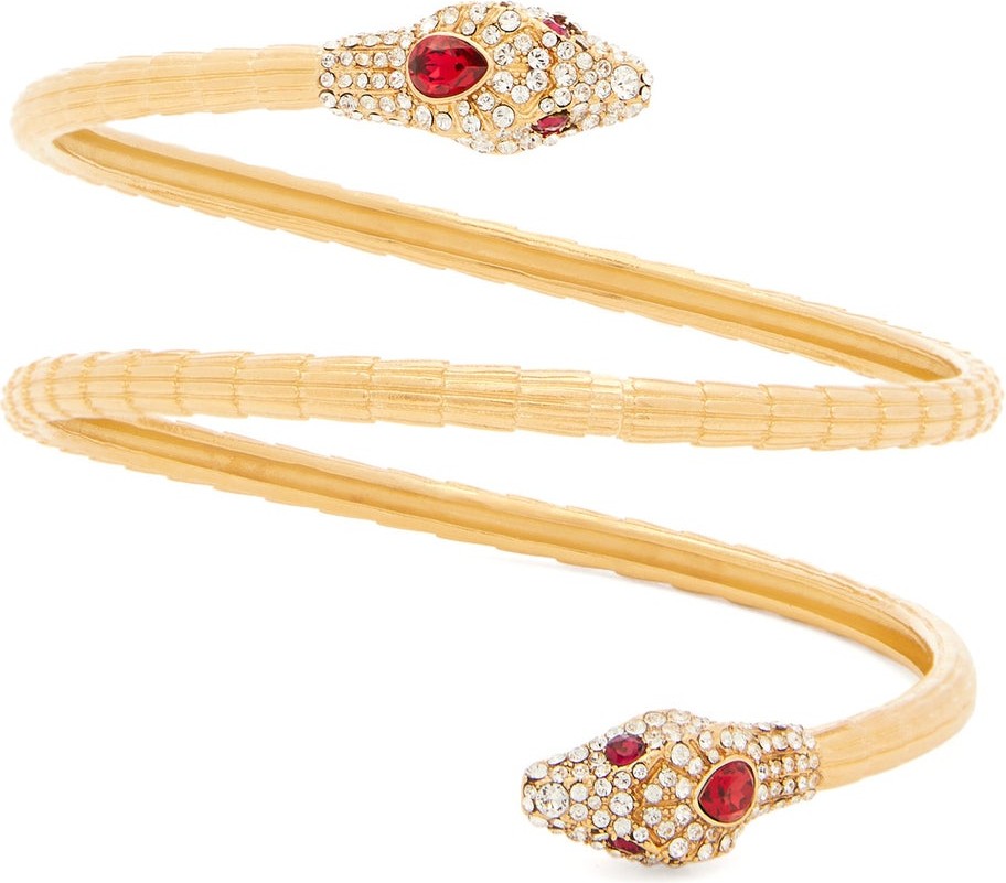 Gucci Wraparound crystal-embellished snake cuff