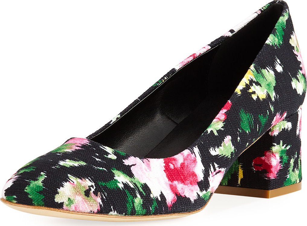 Sesto Meucci Myna Floral Fabric Block-Heel Pump