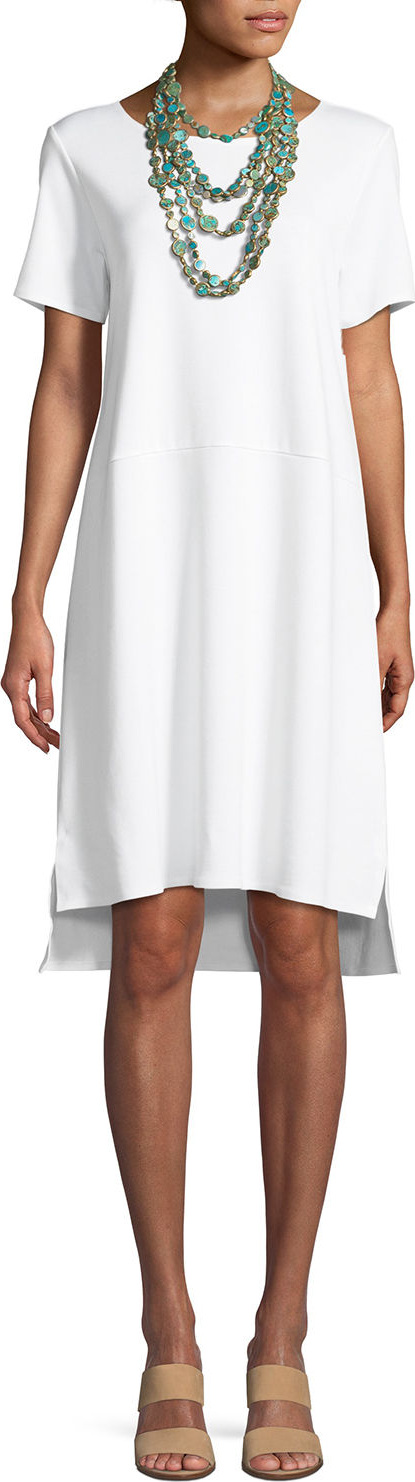 Eileen Fisher Stretch Ponte Short-Sleeve Dress