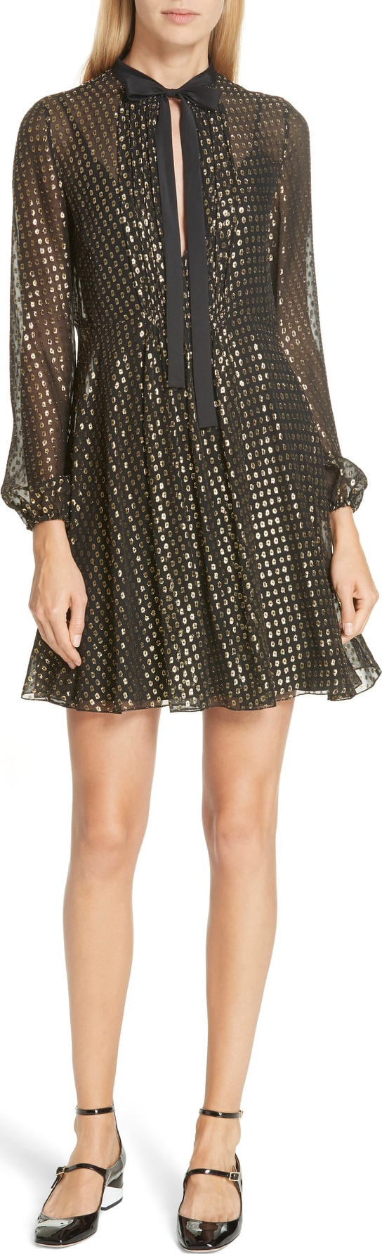 RED Valentino Metallic Polka Dot Silk Blend Minidress
