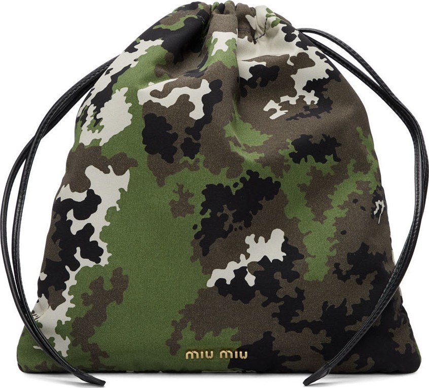 Miu Miu Green Camo Printed Faille Pouch