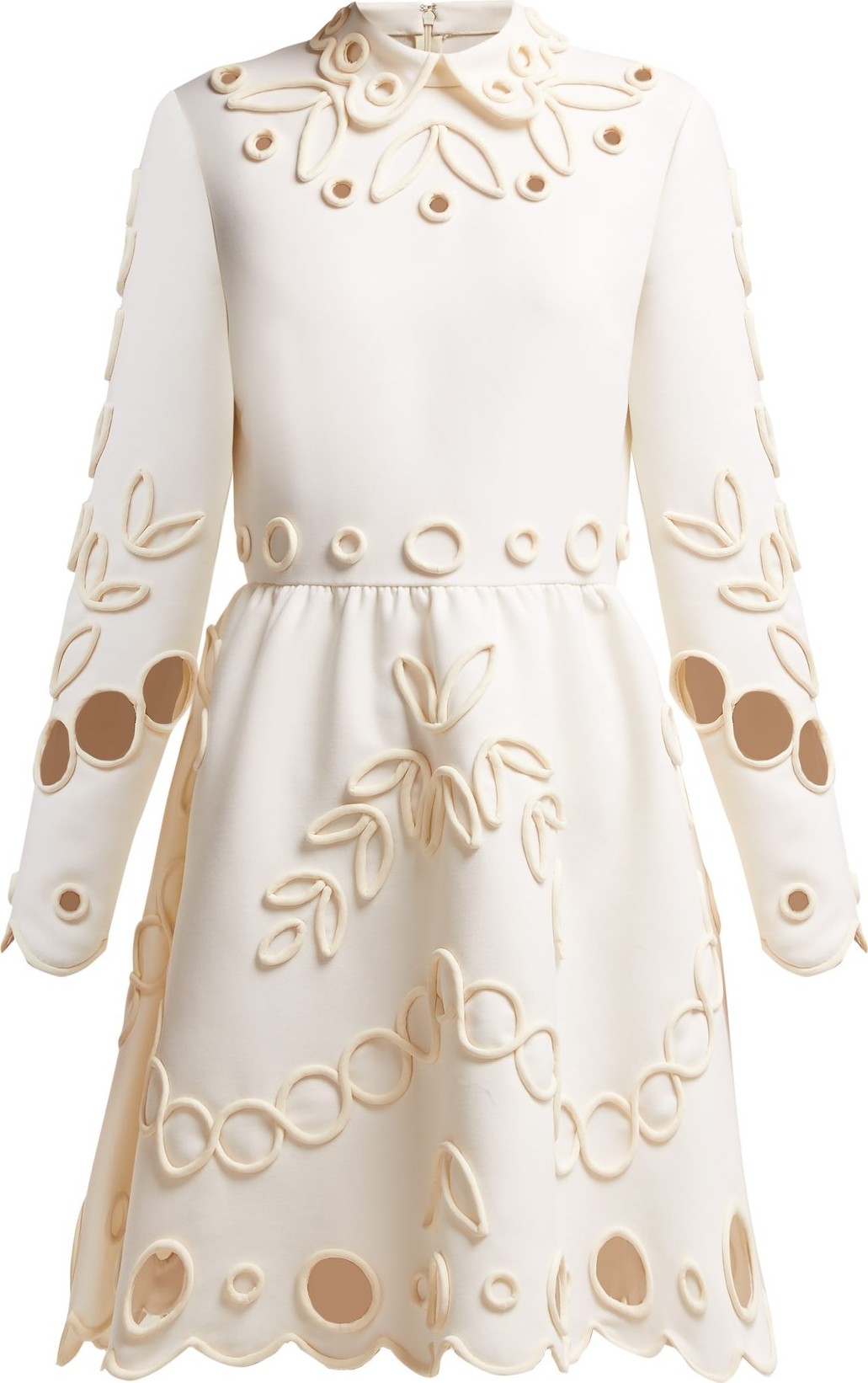 Valentino Floral piping-embellished crepe midi dress