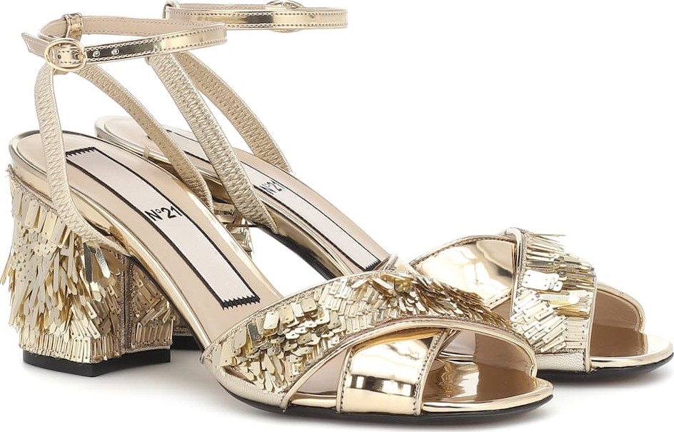 N°21 Sequined leather sandals