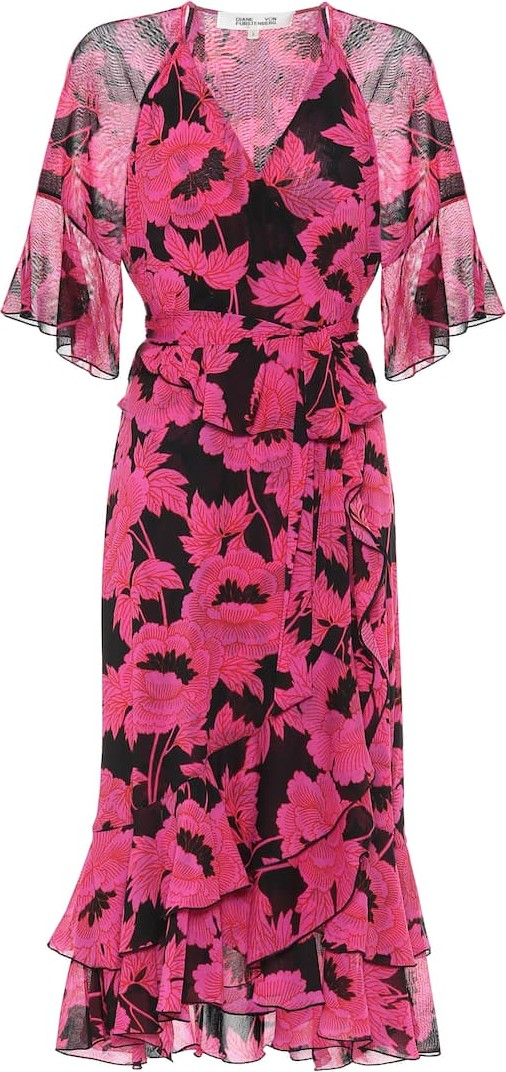 DIANE von FURSTENBERG Zion floral mesh midi wrap dress