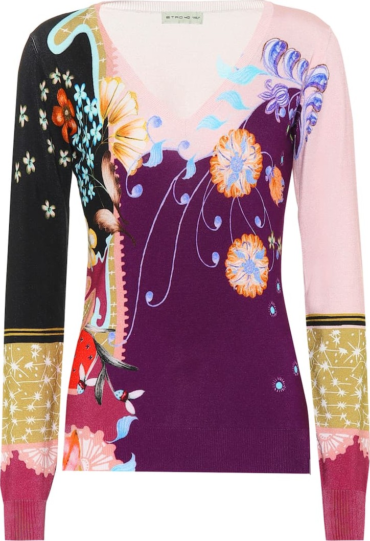 Etro Printed stretch silk top