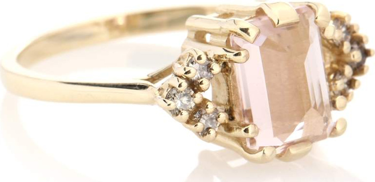 Anna Sheffield Bea Arrow 14kt yellow gold, diamonds and morganite ring