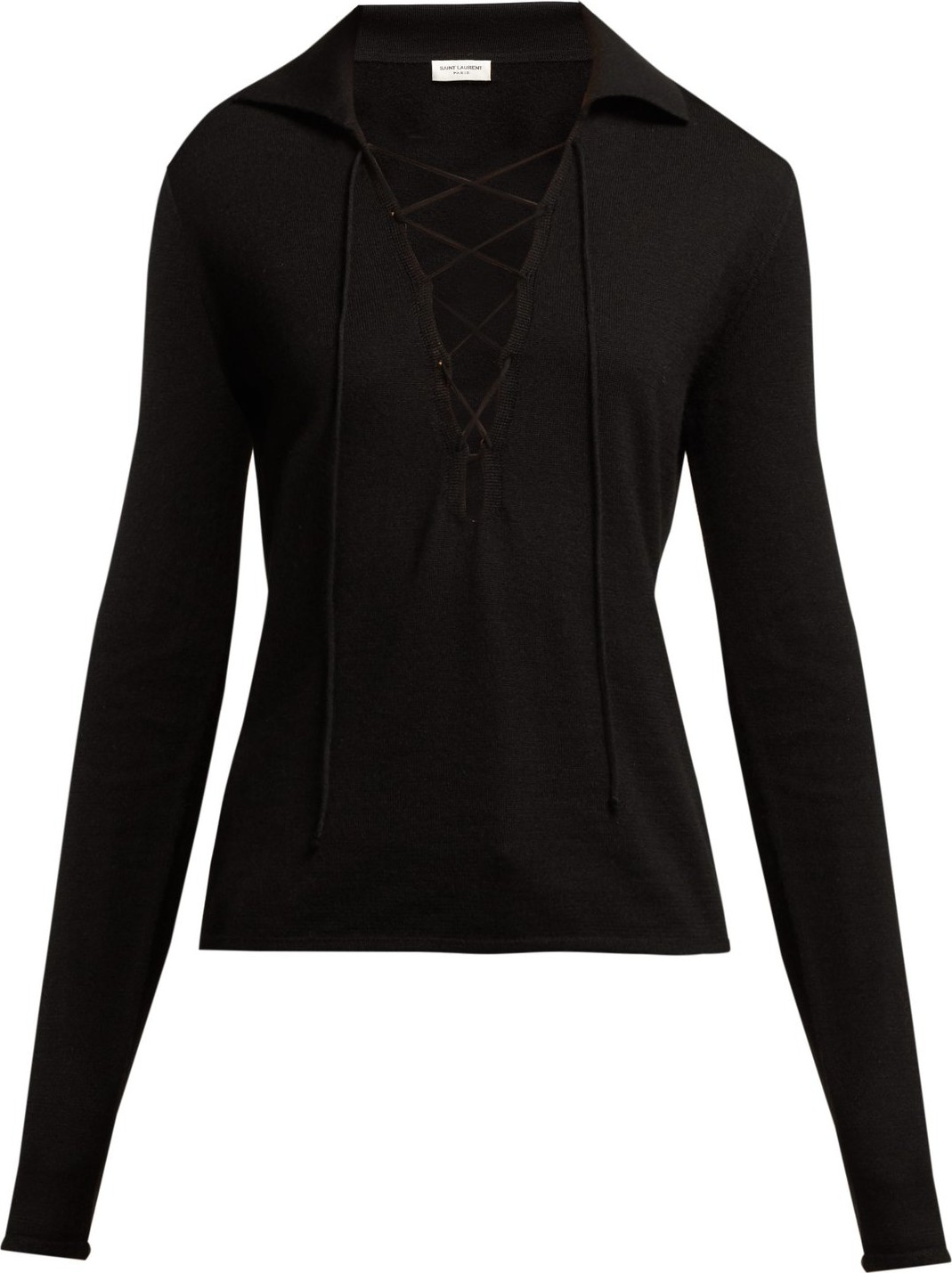 Saint Laurent Lace-up cashmere-blend sweater