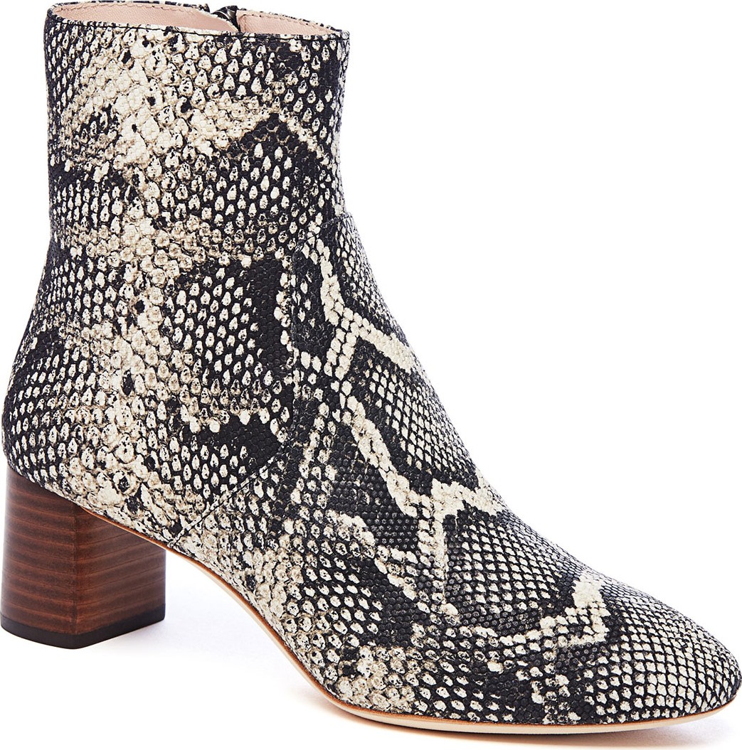 Loeffler Randall Gema Snake-Print Leather Block-Heel Booties