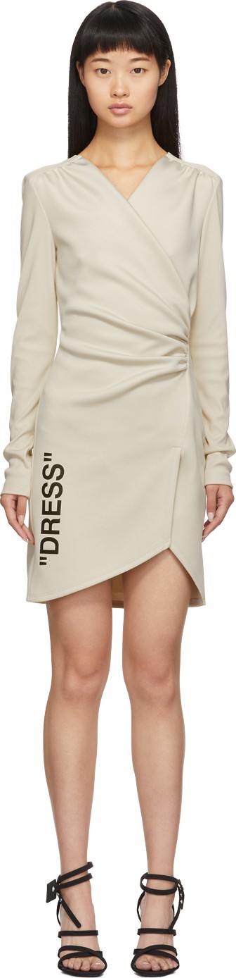 Off White Beige Side Opening Mini Dress