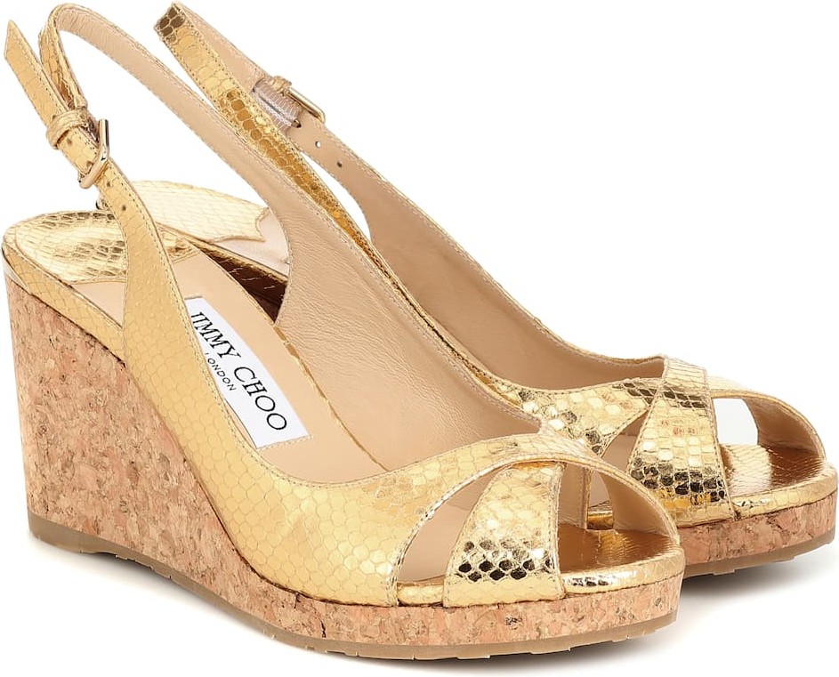 Jimmy Choo Amely 80 leather wedge sandals