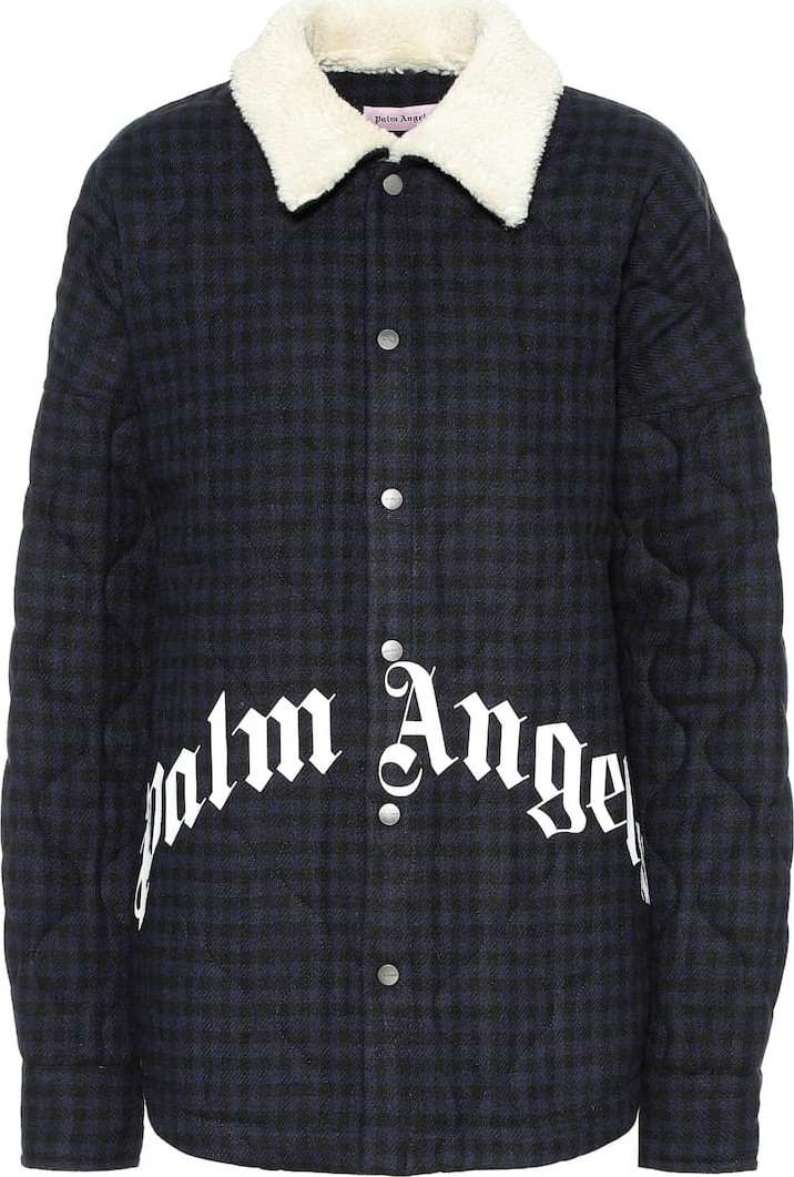Palm Angels Logo checked wool-blend jacket