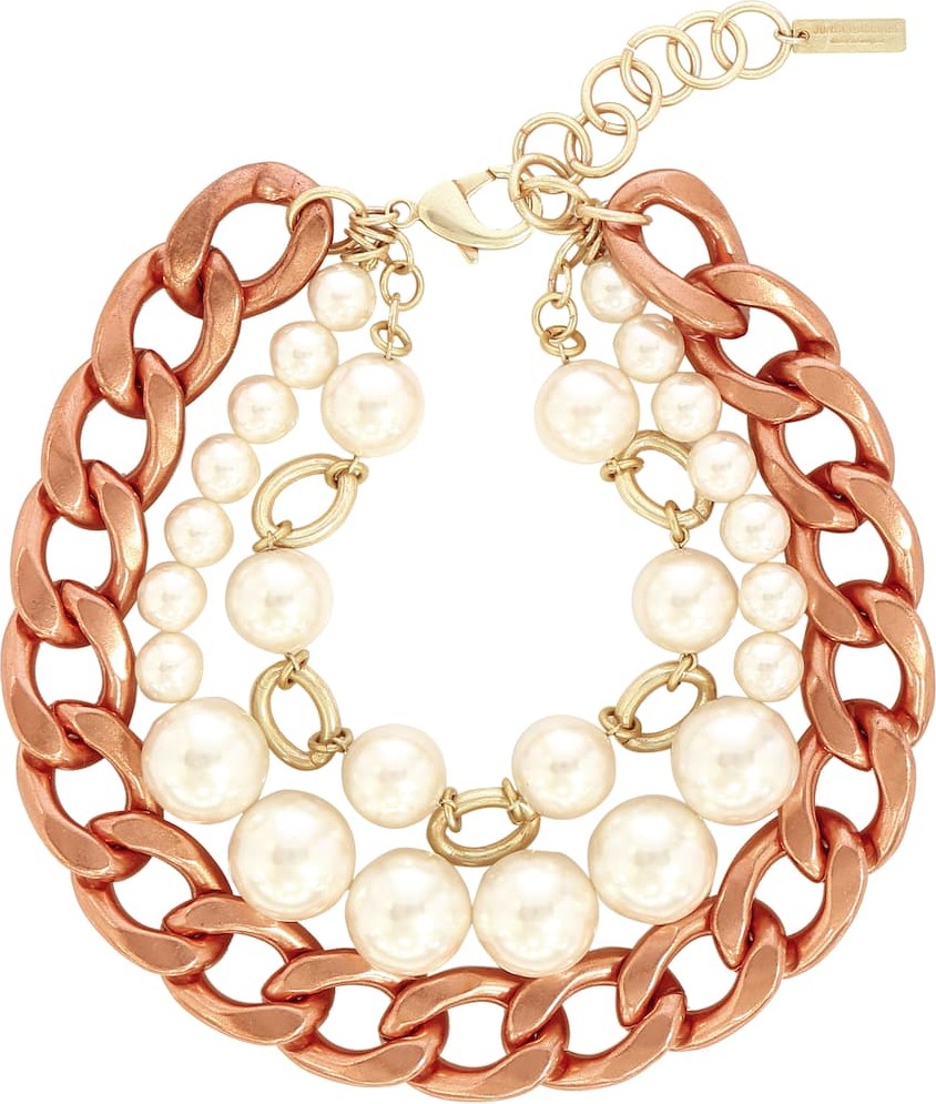 Junya Watanabe Faux pearl and brass necklace