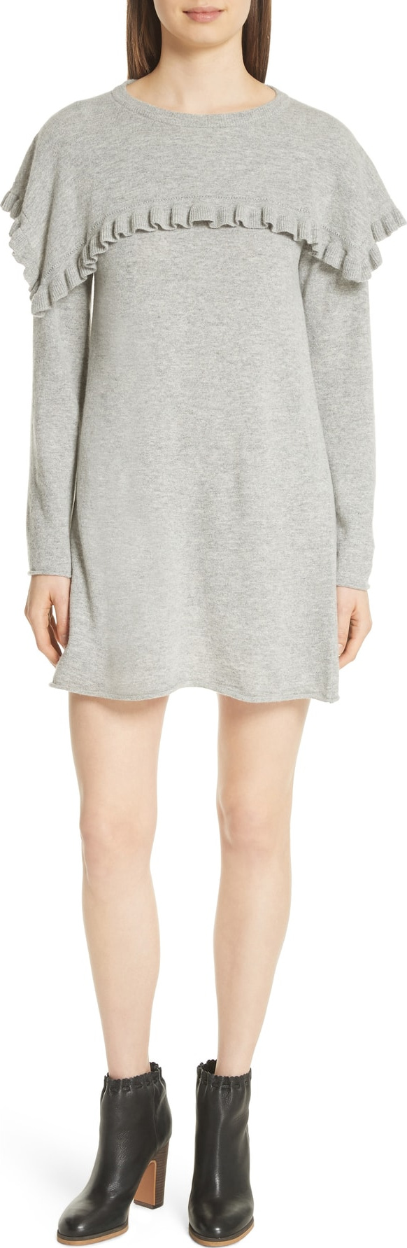 See By Chloé Ruffle Yoke Wool Blend Minidress
