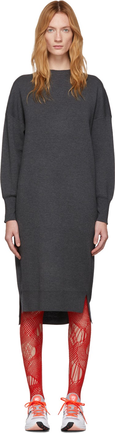 Enfold Grey Wool Asymmetry Dress