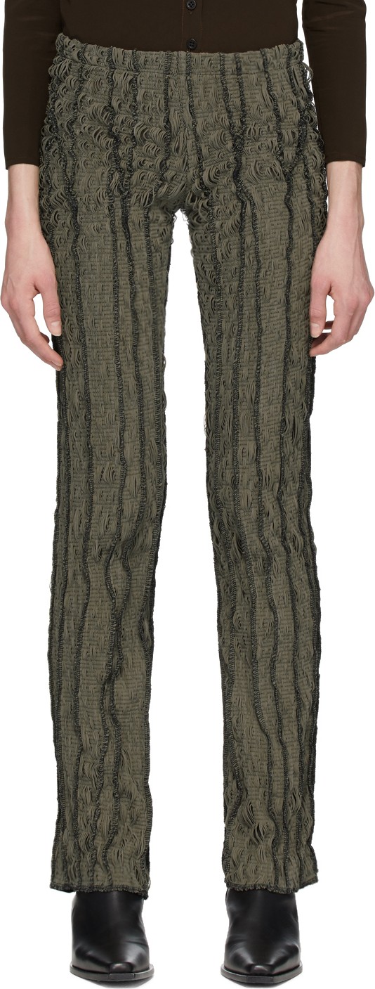 Helenamanzano SSENSE Exclusive Green 3D Stripe Seaweed Trousers