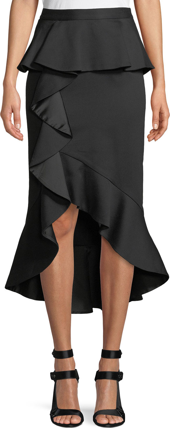 Alice + Olivia Alessandra Ruffled Peplum Pencil Skirt
