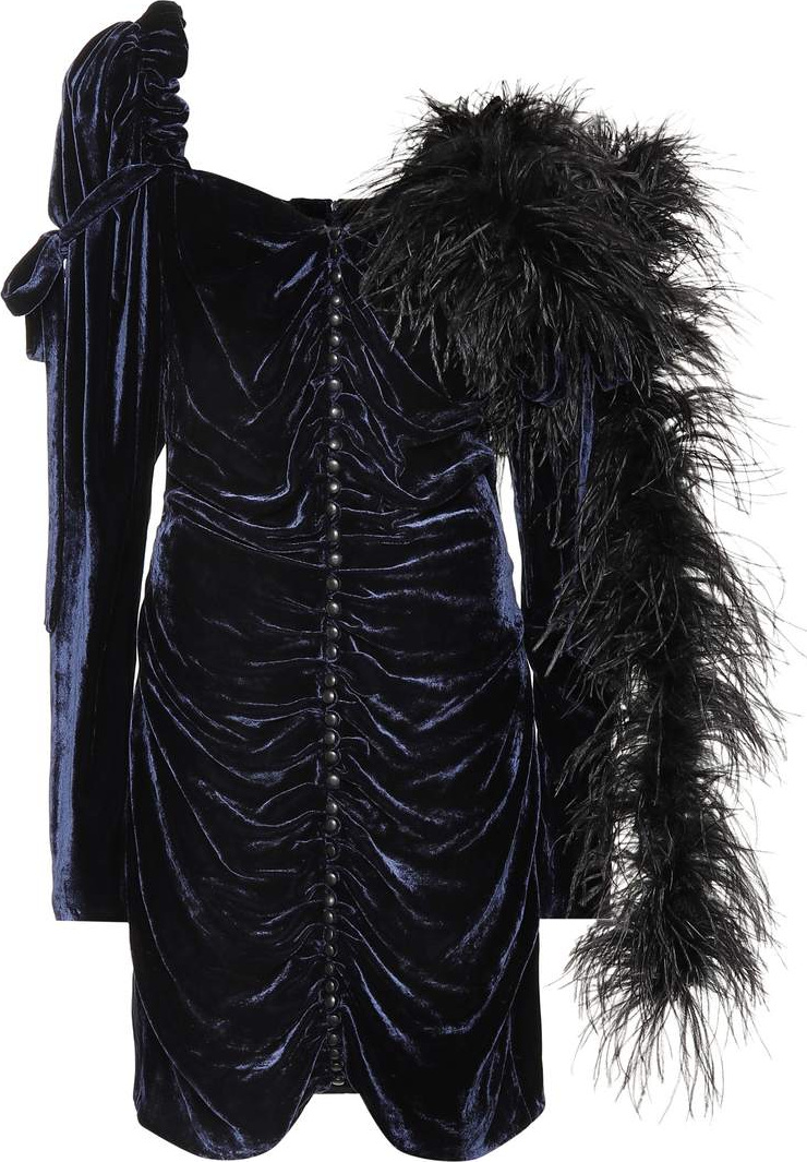 Magda Butrym Tefe feather trim silk-blend minidress