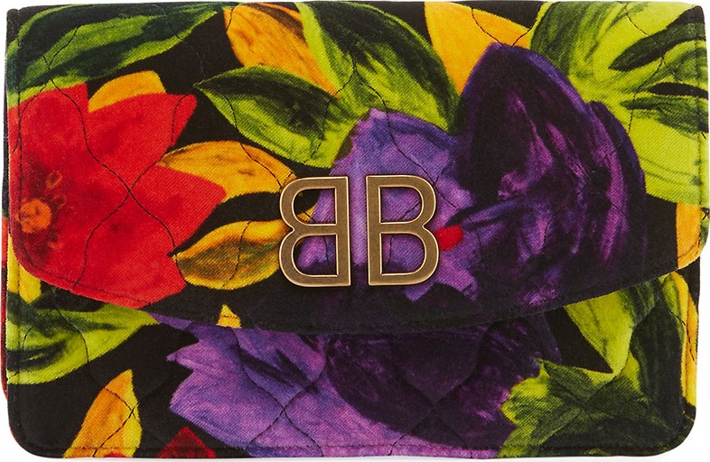 Balenciaga BB Floral Velvet Wallet On Chain