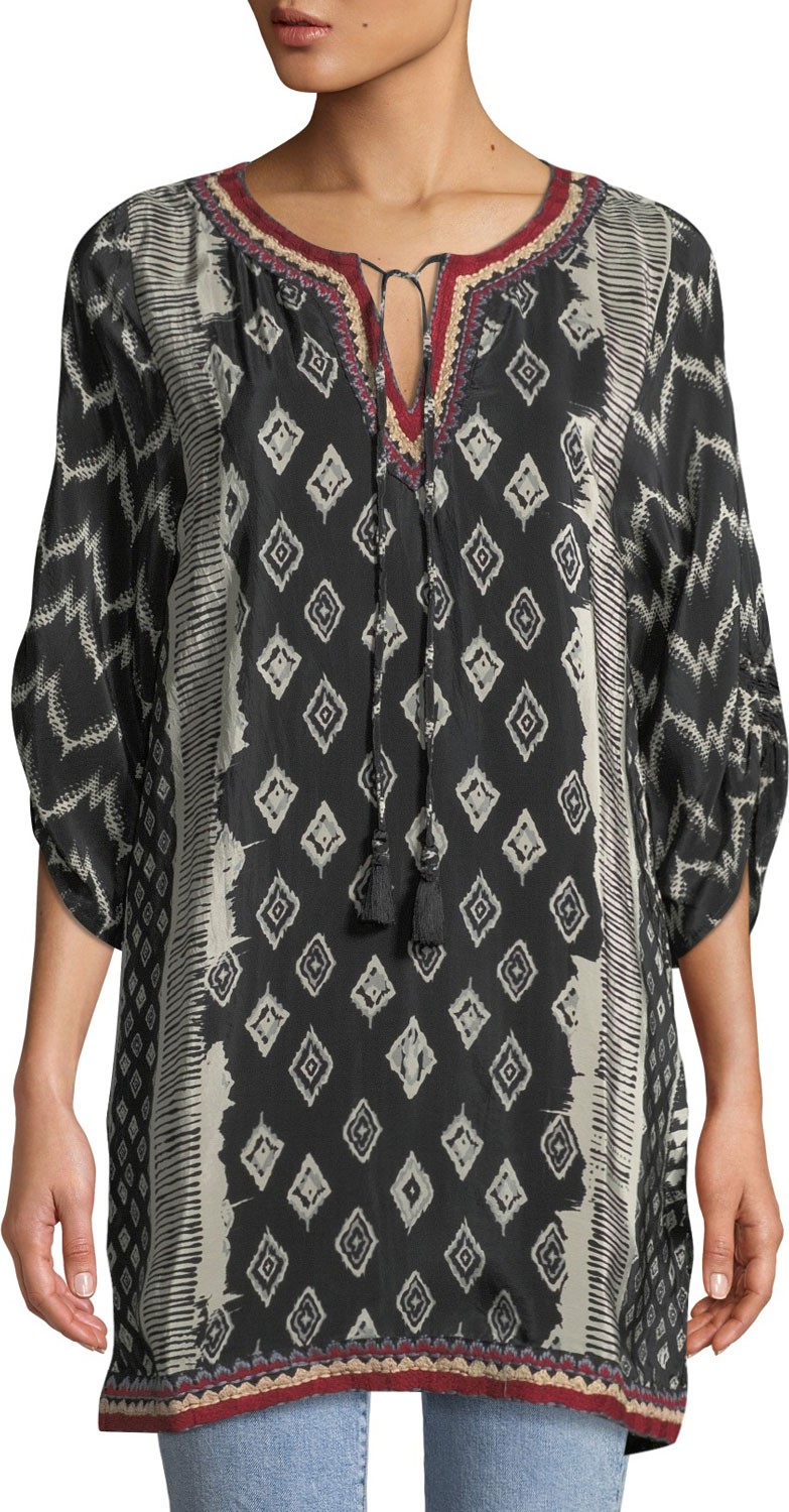 Tolani Journey Ikat-Print Tunic Dress