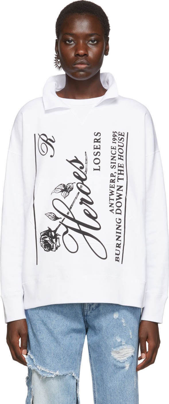 Raf Simons White 'Heroes Losers' Sweatshirt
