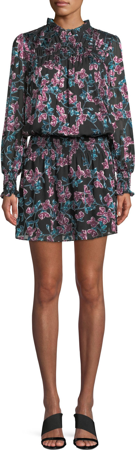 Parker Perla Long-Sleeve Floral Mini Dress